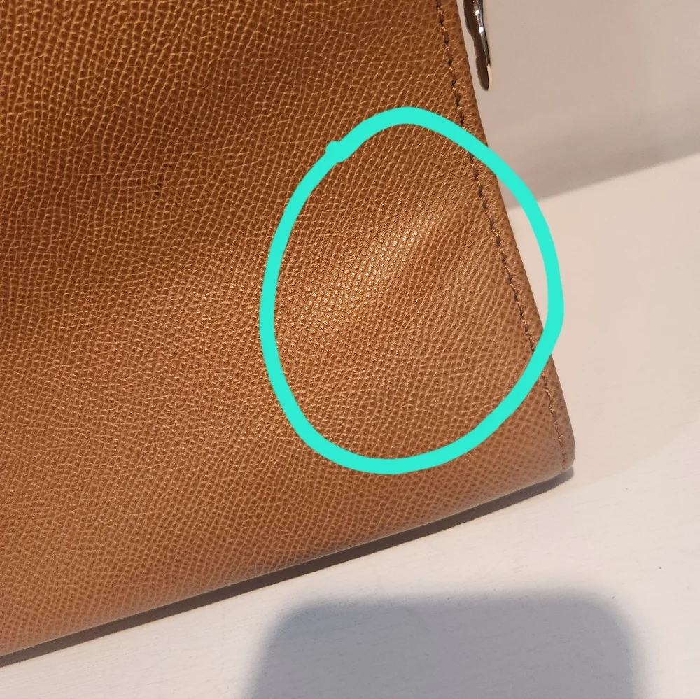 Authentic Dooney & Bourke Janine Satchel Tan Leather FLAWED see description - Picture 12 of 16